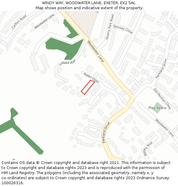WINDY WAY, WOODWATER LANE, EXETER, EX2 5AL: Location map and indicative extent of plot