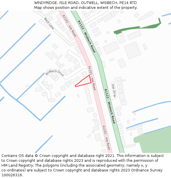 WINDYRIDGE, ISLE ROAD, OUTWELL, WISBECH, PE14 8TD: Location map and indicative extent of plot