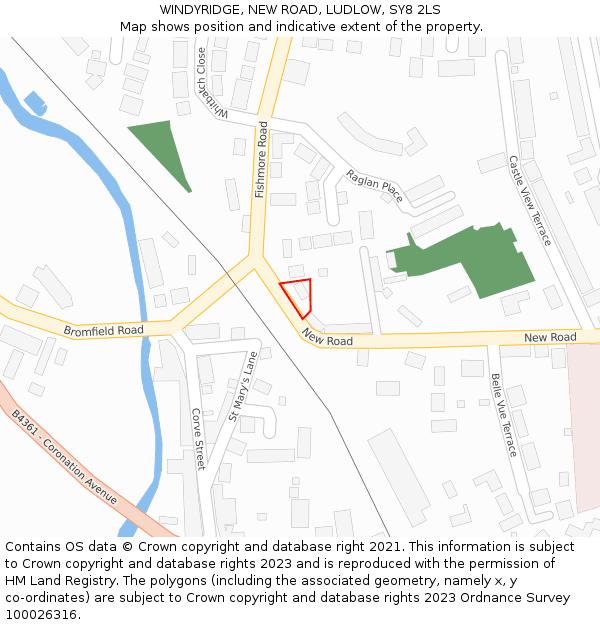 WINDYRIDGE, NEW ROAD, LUDLOW, SY8 2LS: Location map and indicative extent of plot