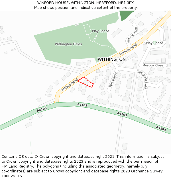 WINFORD HOUSE, WITHINGTON, HEREFORD, HR1 3PX: Location map and indicative extent of plot