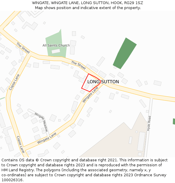 WINGATE, WINGATE LANE, LONG SUTTON, HOOK, RG29 1SZ: Location map and indicative extent of plot