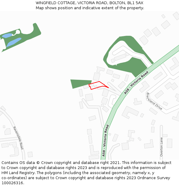 WINGFIELD COTTAGE, VICTORIA ROAD, BOLTON, BL1 5AX: Location map and indicative extent of plot