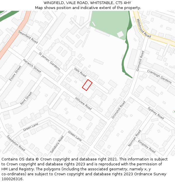 WINGFIELD, VALE ROAD, WHITSTABLE, CT5 4HY: Location map and indicative extent of plot