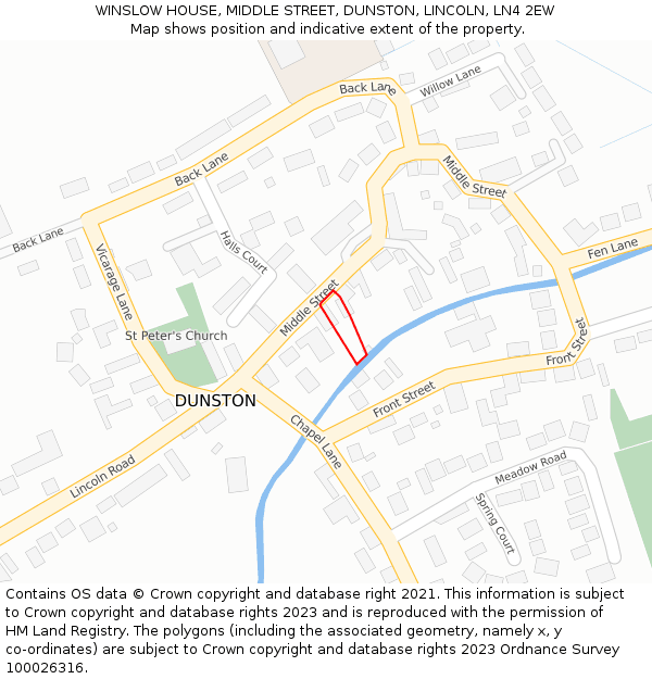 WINSLOW HOUSE, MIDDLE STREET, DUNSTON, LINCOLN, LN4 2EW: Location map and indicative extent of plot