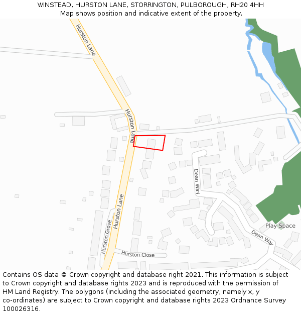 WINSTEAD, HURSTON LANE, STORRINGTON, PULBOROUGH, RH20 4HH: Location map and indicative extent of plot