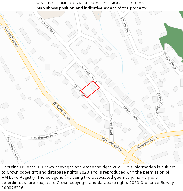 WINTERBOURNE, CONVENT ROAD, SIDMOUTH, EX10 8RD: Location map and indicative extent of plot