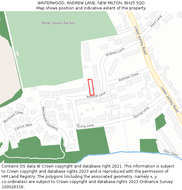 WINTERWOOD, ANDREW LANE, NEW MILTON, BH25 5QD: Location map and indicative extent of plot