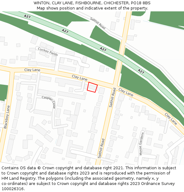 WINTON, CLAY LANE, FISHBOURNE, CHICHESTER, PO18 8BS: Location map and indicative extent of plot