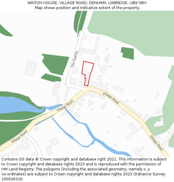 WINTON HOUSE, VILLAGE ROAD, DENHAM, UXBRIDGE, UB9 5BH: Location map and indicative extent of plot