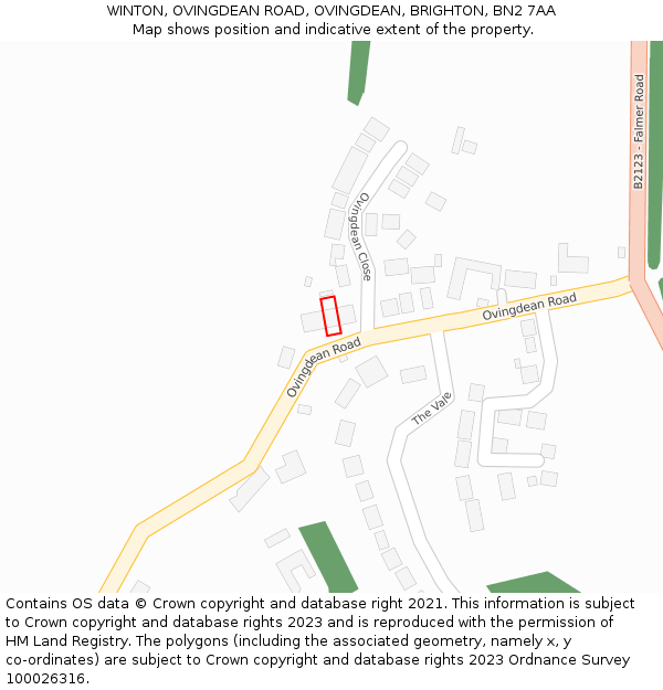 WINTON, OVINGDEAN ROAD, OVINGDEAN, BRIGHTON, BN2 7AA: Location map and indicative extent of plot