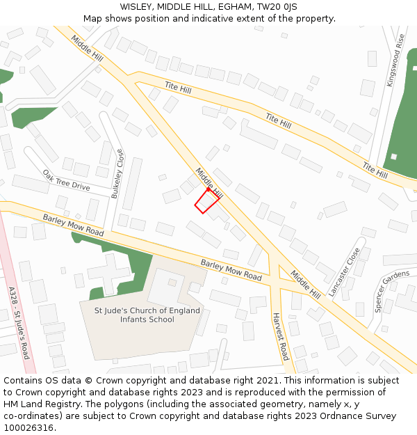 WISLEY, MIDDLE HILL, EGHAM, TW20 0JS: Location map and indicative extent of plot