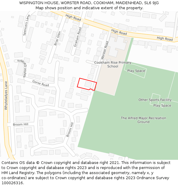 WISPINGTON HOUSE, WORSTER ROAD, COOKHAM, MAIDENHEAD, SL6 9JG: Location map and indicative extent of plot