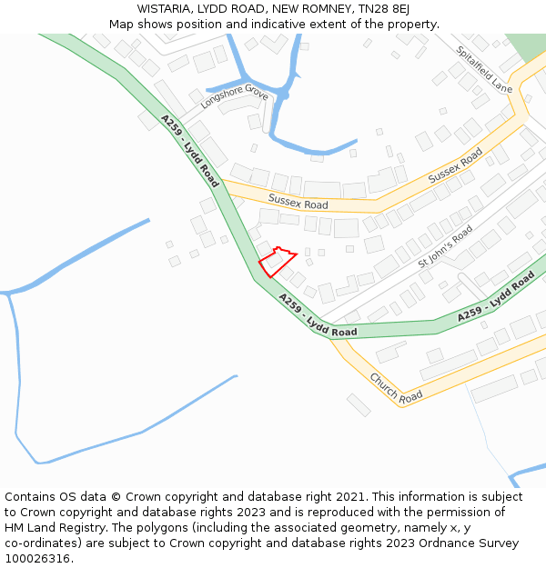 WISTARIA, LYDD ROAD, NEW ROMNEY, TN28 8EJ: Location map and indicative extent of plot