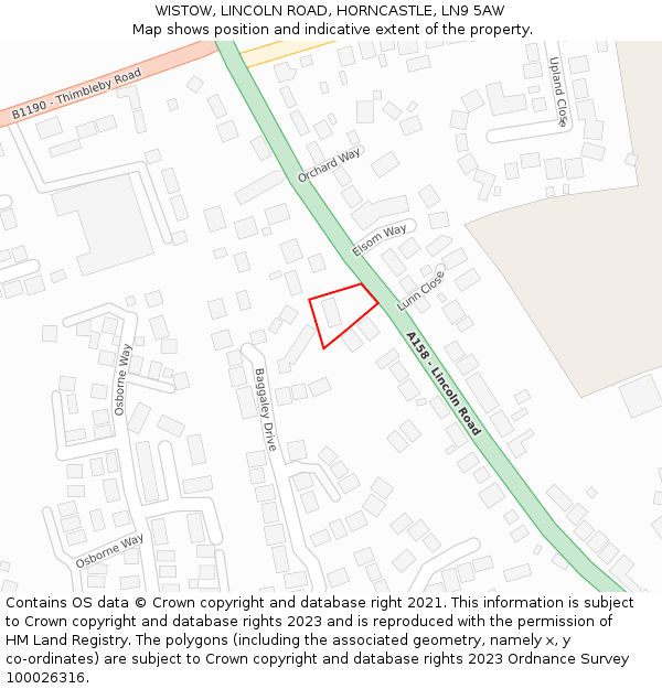 WISTOW, LINCOLN ROAD, HORNCASTLE, LN9 5AW: Location map and indicative extent of plot