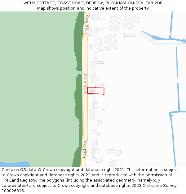 WITHY COTTAGE, COAST ROAD, BERROW, BURNHAM-ON-SEA, TA8 2QR: Location map and indicative extent of plot