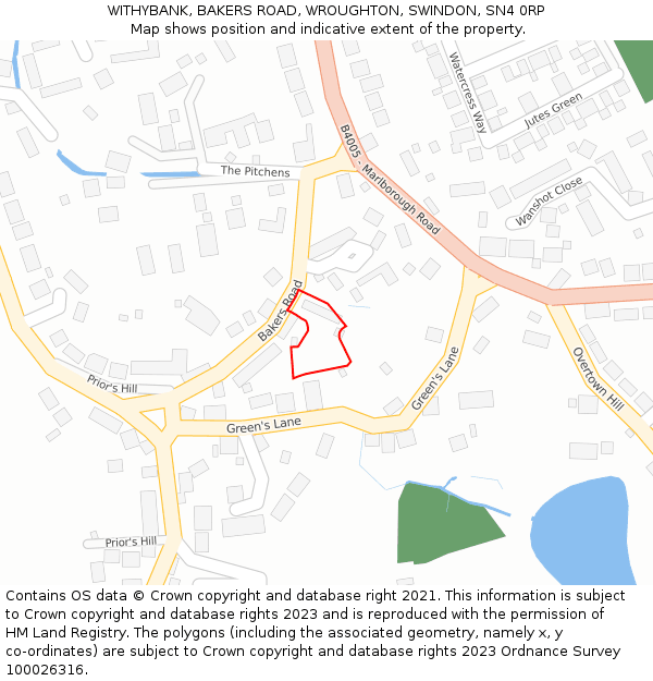 WITHYBANK, BAKERS ROAD, WROUGHTON, SWINDON, SN4 0RP: Location map and indicative extent of plot