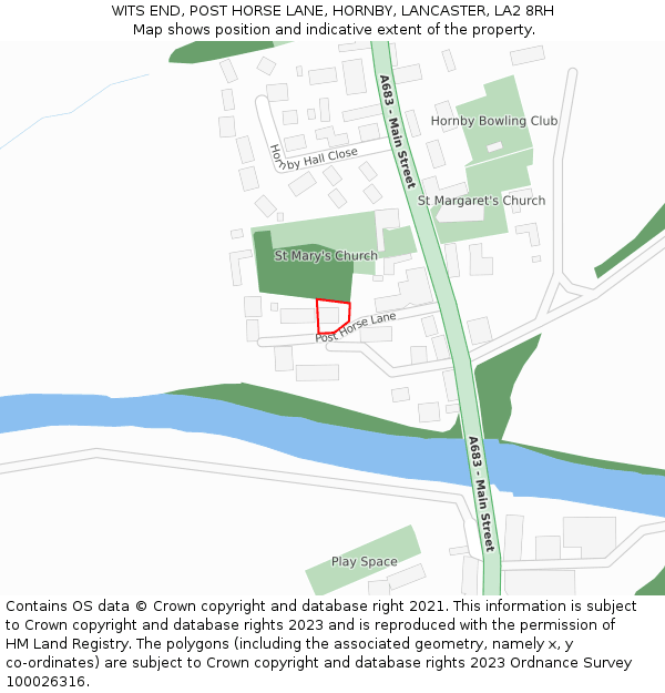 WITS END, POST HORSE LANE, HORNBY, LANCASTER, LA2 8RH: Location map and indicative extent of plot