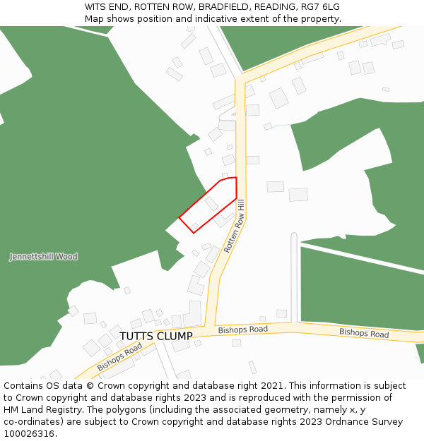 WITS END, ROTTEN ROW, BRADFIELD, READING, RG7 6LG: Location map and indicative extent of plot