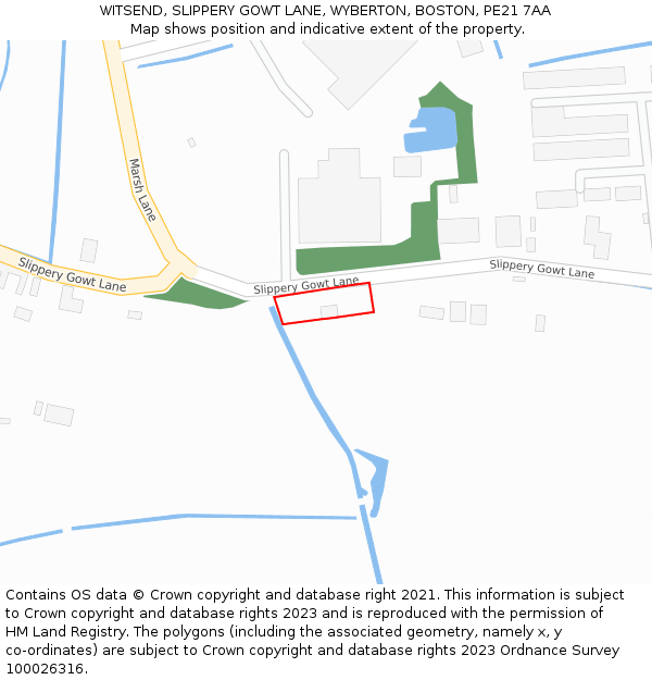 WITSEND, SLIPPERY GOWT LANE, WYBERTON, BOSTON, PE21 7AA: Location map and indicative extent of plot