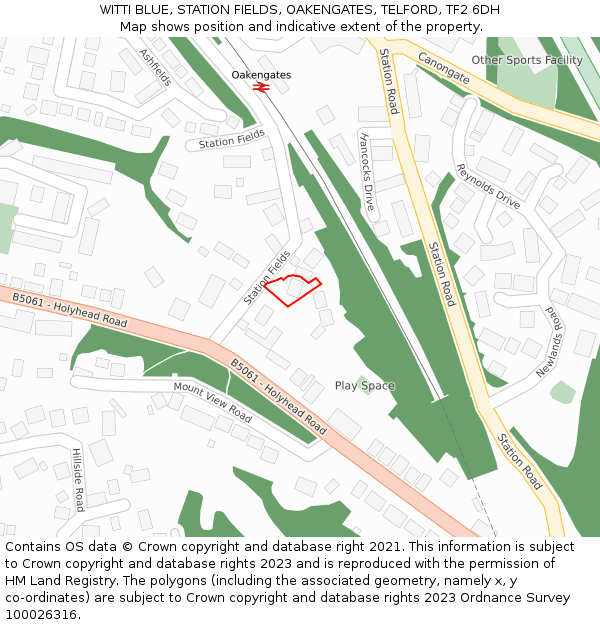 WITTI BLUE, STATION FIELDS, OAKENGATES, TELFORD, TF2 6DH: Location map and indicative extent of plot