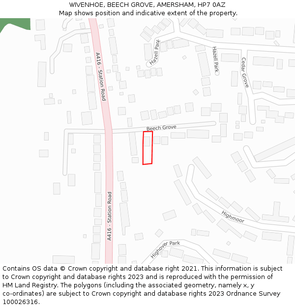 WIVENHOE, BEECH GROVE, AMERSHAM, HP7 0AZ: Location map and indicative extent of plot