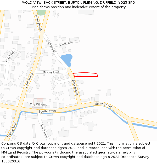 WOLD VIEW, BACK STREET, BURTON FLEMING, DRIFFIELD, YO25 3PD: Location map and indicative extent of plot