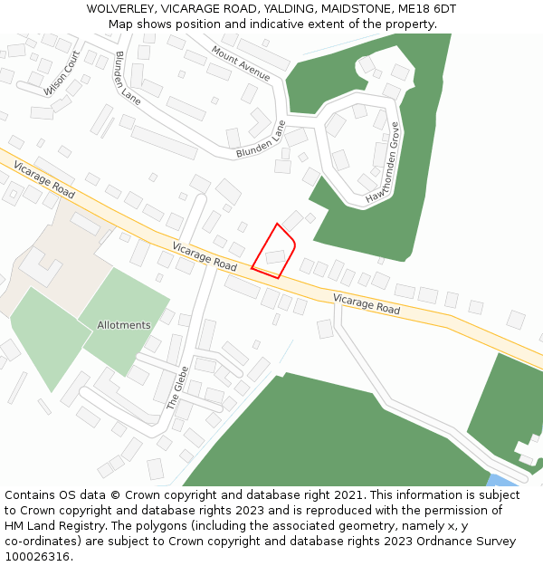 WOLVERLEY, VICARAGE ROAD, YALDING, MAIDSTONE, ME18 6DT: Location map and indicative extent of plot