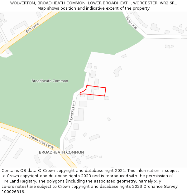 WOLVERTON, BROADHEATH COMMON, LOWER BROADHEATH, WORCESTER, WR2 6RL: Location map and indicative extent of plot