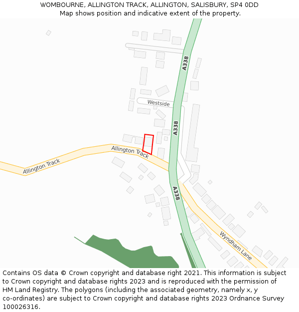 WOMBOURNE, ALLINGTON TRACK, ALLINGTON, SALISBURY, SP4 0DD: Location map and indicative extent of plot