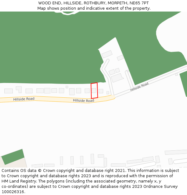 WOOD END, HILLSIDE, ROTHBURY, MORPETH, NE65 7PT: Location map and indicative extent of plot