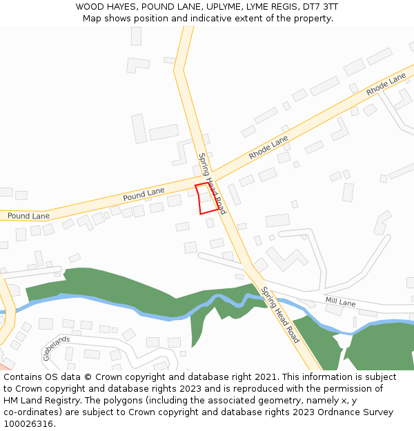 WOOD HAYES, POUND LANE, UPLYME, LYME REGIS, DT7 3TT: Location map and indicative extent of plot