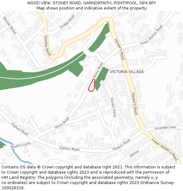 WOOD VIEW, STONEY ROAD, GARNDIFFAITH, PONTYPOOL, NP4 8PY: Location map and indicative extent of plot