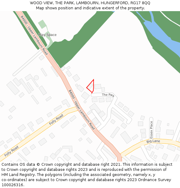 WOOD VIEW, THE PARK, LAMBOURN, HUNGERFORD, RG17 8QQ: Location map and indicative extent of plot