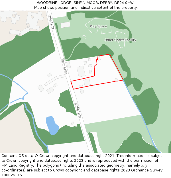 WOODBINE LODGE, SINFIN MOOR, DERBY, DE24 9HW: Location map and indicative extent of plot