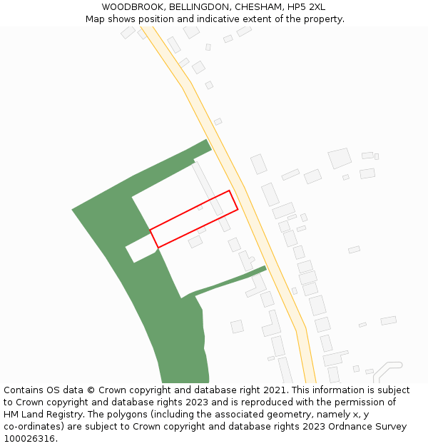 WOODBROOK, BELLINGDON, CHESHAM, HP5 2XL: Location map and indicative extent of plot