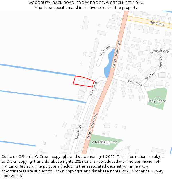 WOODBURY, BACK ROAD, FRIDAY BRIDGE, WISBECH, PE14 0HU: Location map and indicative extent of plot