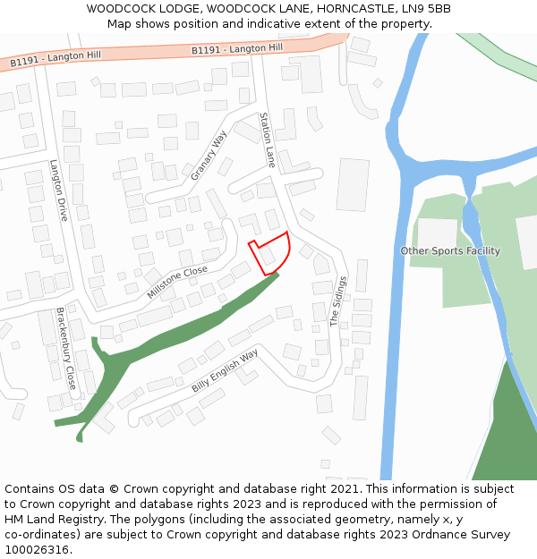 WOODCOCK LODGE, WOODCOCK LANE, HORNCASTLE, LN9 5BB: Location map and indicative extent of plot