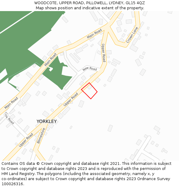 WOODCOTE, UPPER ROAD, PILLOWELL, LYDNEY, GL15 4QZ: Location map and indicative extent of plot