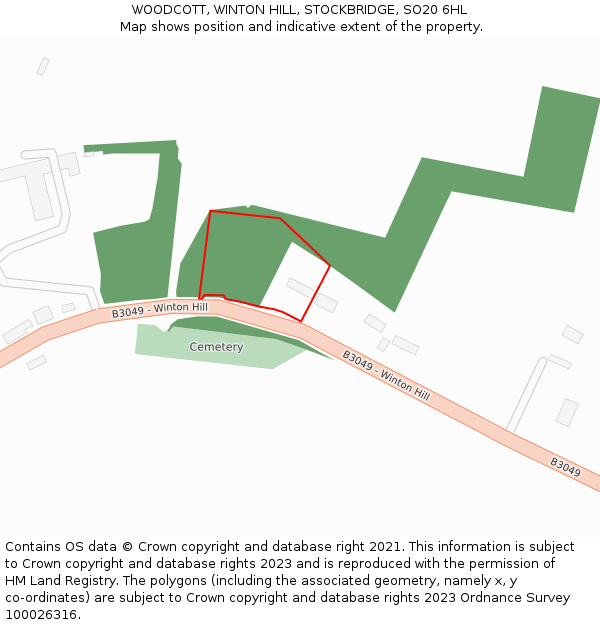 WOODCOTT, WINTON HILL, STOCKBRIDGE, SO20 6HL: Location map and indicative extent of plot