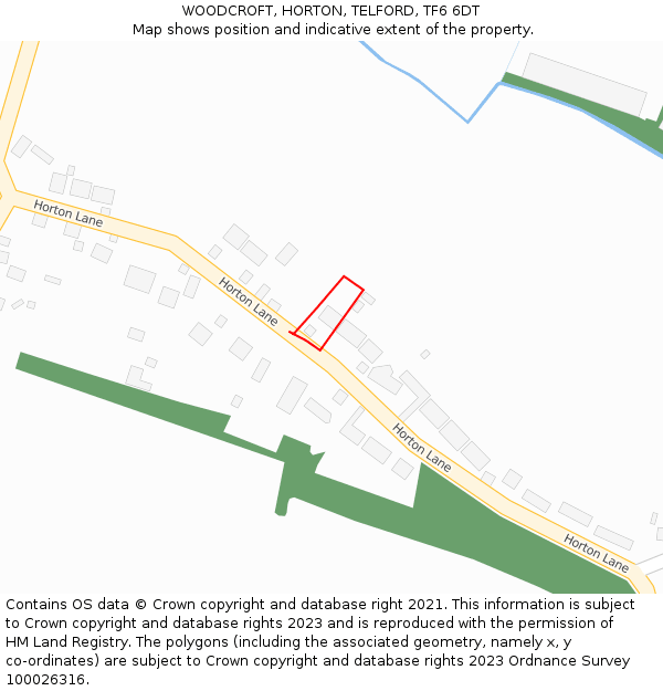 WOODCROFT, HORTON, TELFORD, TF6 6DT: Location map and indicative extent of plot