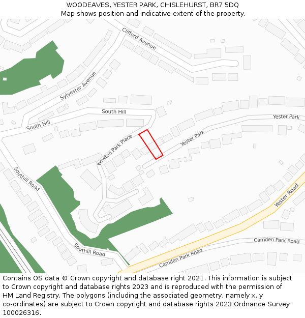 WOODEAVES, YESTER PARK, CHISLEHURST, BR7 5DQ: Location map and indicative extent of plot