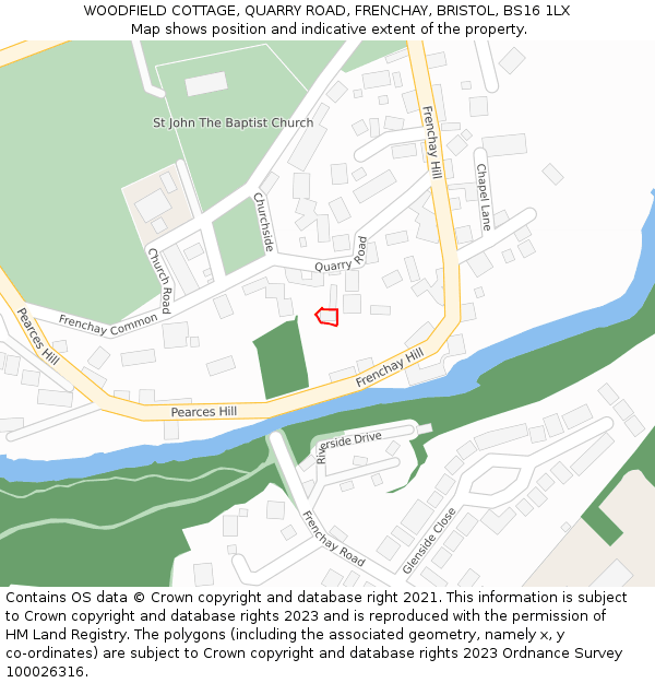 WOODFIELD COTTAGE, QUARRY ROAD, FRENCHAY, BRISTOL, BS16 1LX: Location map and indicative extent of plot