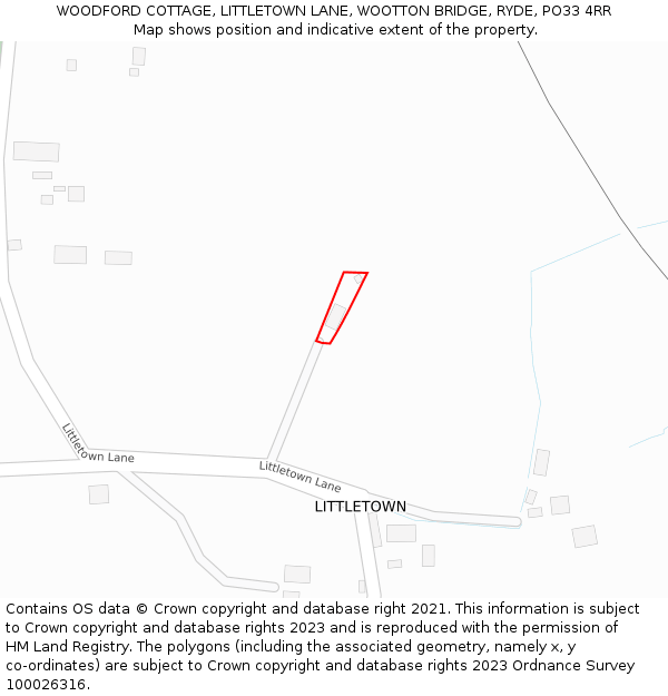 WOODFORD COTTAGE, LITTLETOWN LANE, WOOTTON BRIDGE, RYDE, PO33 4RR: Location map and indicative extent of plot