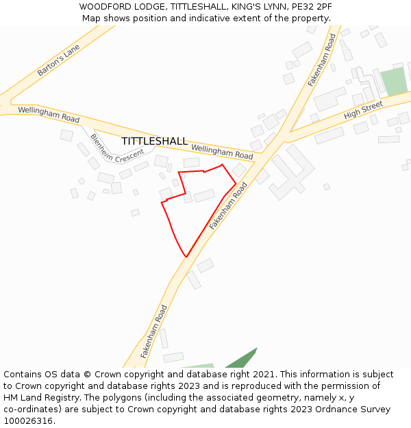 WOODFORD LODGE, TITTLESHALL, KING'S LYNN, PE32 2PF: Location map and indicative extent of plot