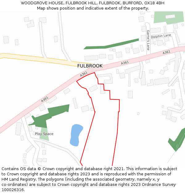 WOODGROVE HOUSE, FULBROOK HILL, FULBROOK, BURFORD, OX18 4BH: Location map and indicative extent of plot