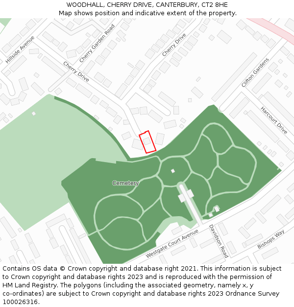 WOODHALL, CHERRY DRIVE, CANTERBURY, CT2 8HE: Location map and indicative extent of plot