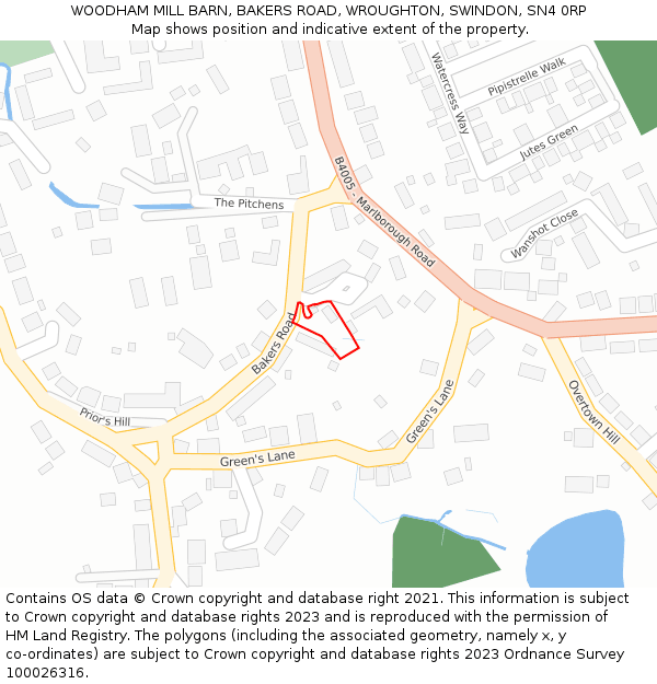 WOODHAM MILL BARN, BAKERS ROAD, WROUGHTON, SWINDON, SN4 0RP: Location map and indicative extent of plot