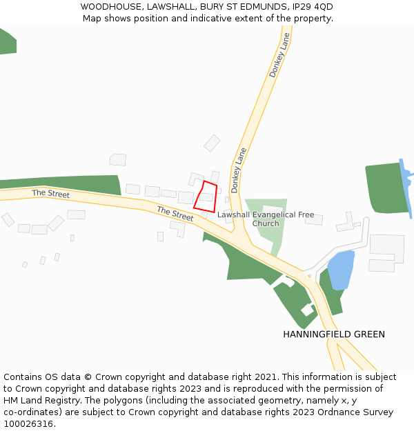 WOODHOUSE, LAWSHALL, BURY ST EDMUNDS, IP29 4QD: Location map and indicative extent of plot