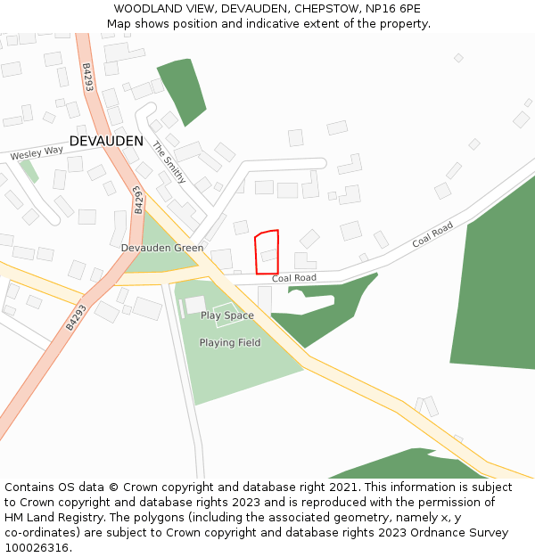 WOODLAND VIEW, DEVAUDEN, CHEPSTOW, NP16 6PE: Location map and indicative extent of plot