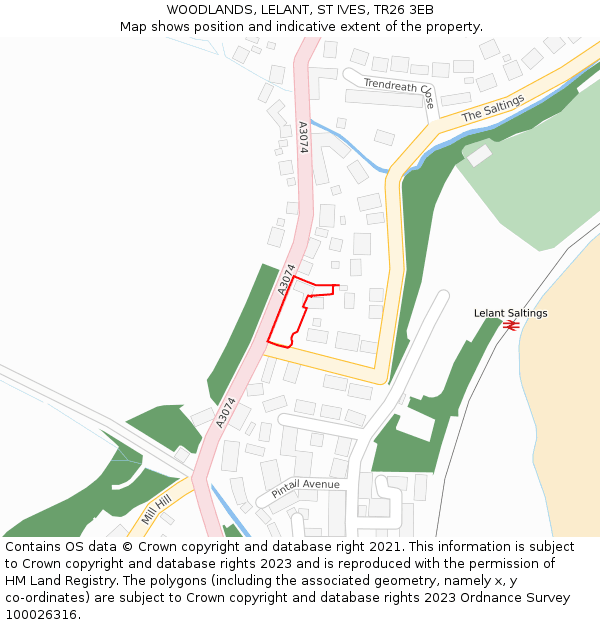 WOODLANDS, LELANT, ST IVES, TR26 3EB: Location map and indicative extent of plot